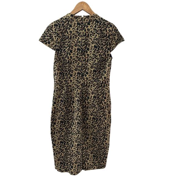 J.‎ Crew Leopard Print V-Neck Cap Sleeve Shift Dress Size 8 - Picture 5 of 13